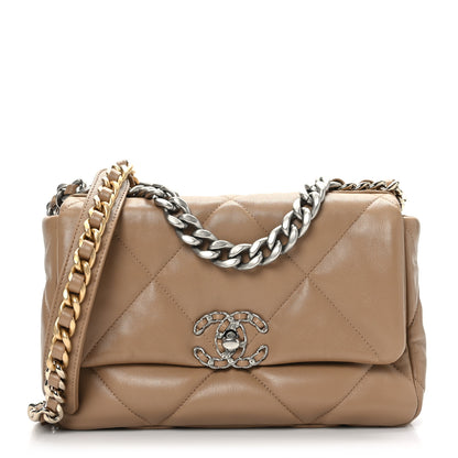 Chanel Lambskin Quilted Medium Chanel 19 Flap Dark Beige 1 of 9