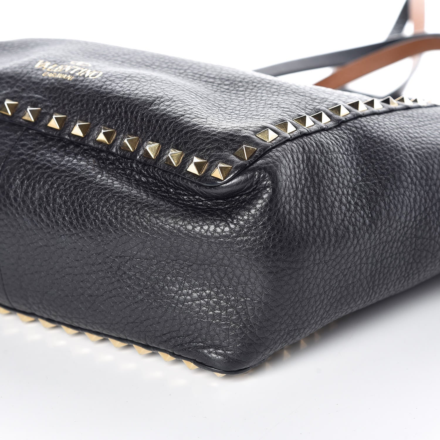 Valentino Garavani Pebbled Calfskin Small Rockstud Reversible Tote Black Light Cuir 9 of 13