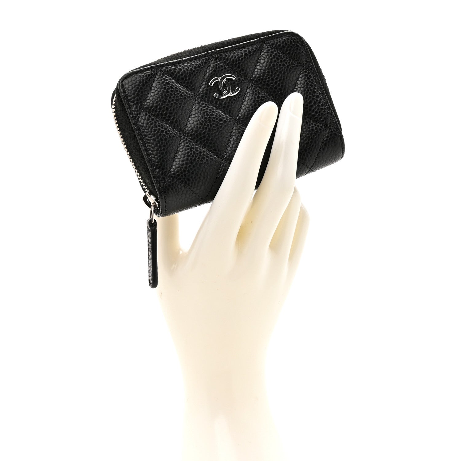 Chanel Caviar Quilted Zip Coin Purse Black 2 of 8