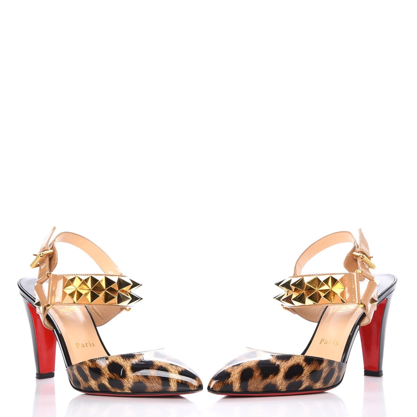 Patent Printed Ziggoo Studded Pumps 39.5 Black Leopard