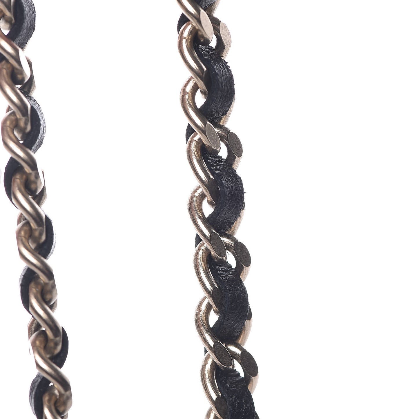Lambskin CC Long Chain Necklace Black Gold