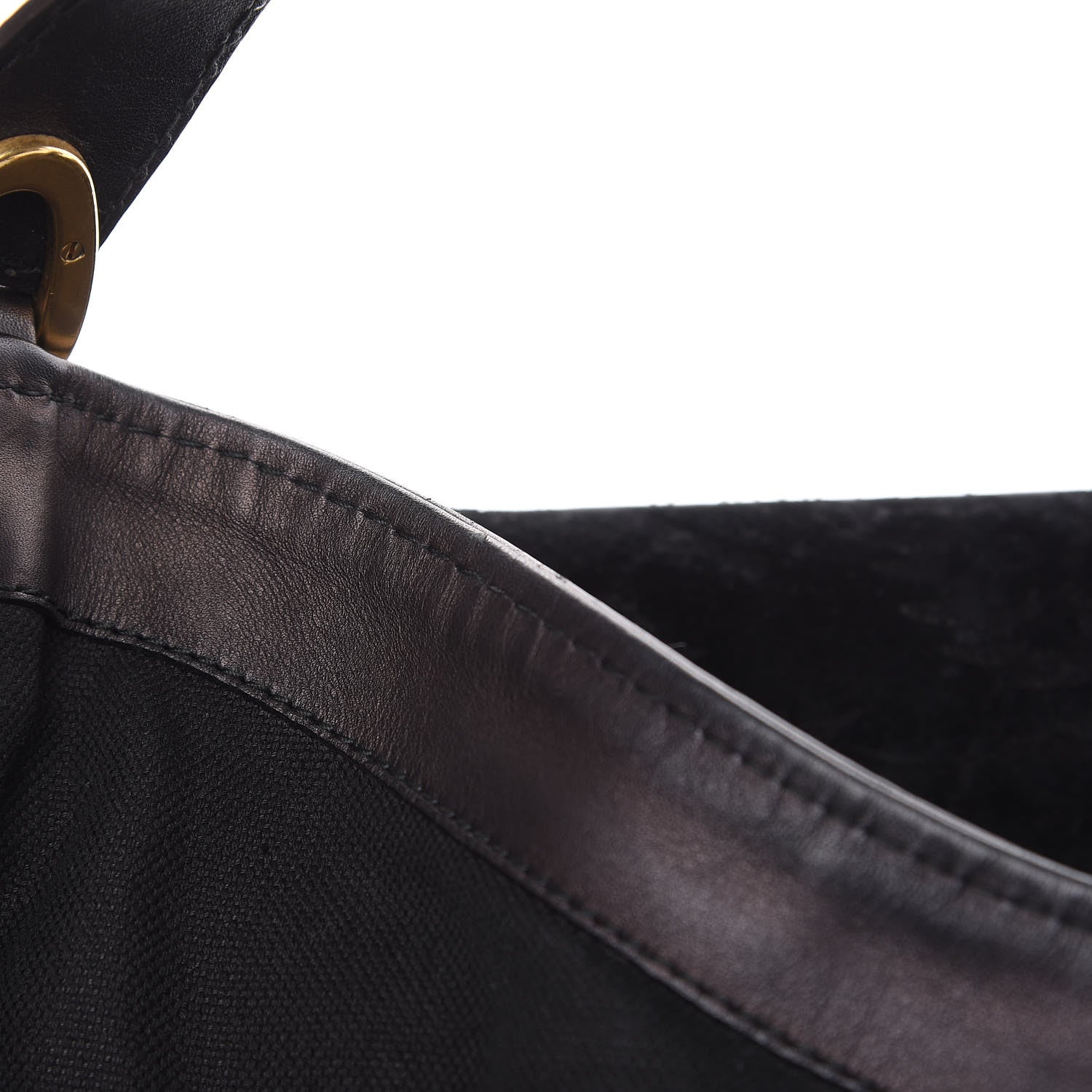 Gucci Nubuck Brocade Medium Soft Stirrup Shoulder Bag Black 17 of 18
