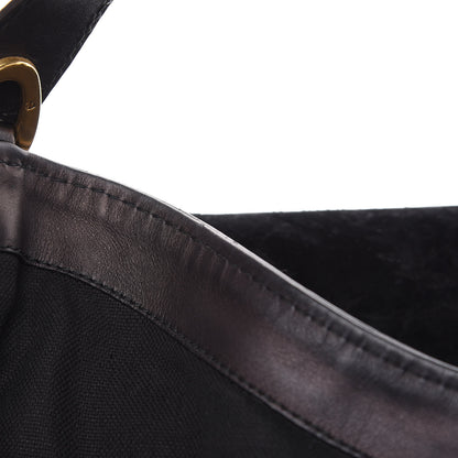 Gucci Nubuck Brocade Medium Soft Stirrup Shoulder Bag Black 17 of 18