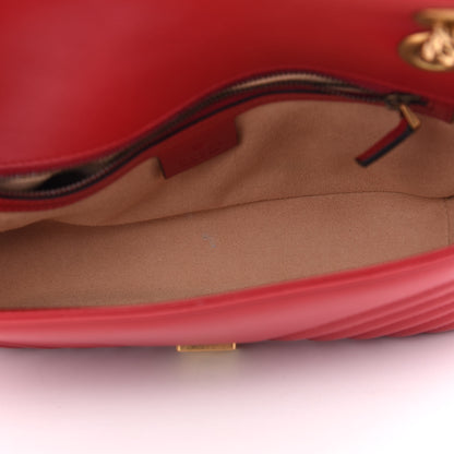 Gucci Calfskin Matelasse Small GG Marmont Shoulder Bag Hibiscus Red 5 of 9