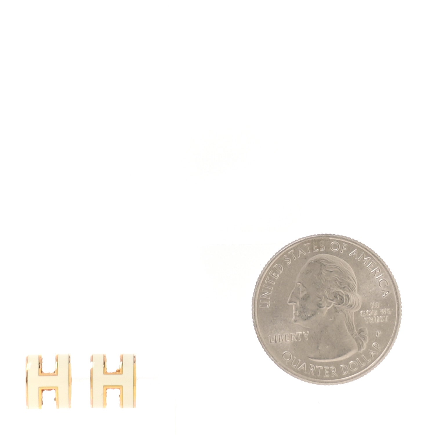 Hermes Gold Lacquered Mini Pop H Earrings White 2 of 7