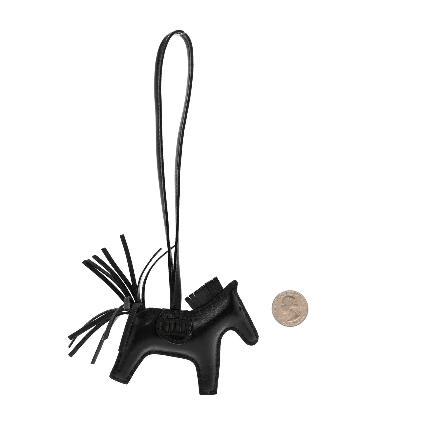 Milo Lambskin Matte Alligator Touch Grigri Rodeo Horse Bag Charm PM So Black