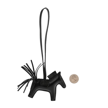 Hermes Milo Lambskin Matte Alligator Touch Grigri Rodeo Horse Bag Charm PM So Black 2 of 5