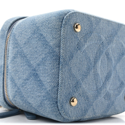 Chanel Denim Quilted Small CC Vanity Case Blue 9 of 10