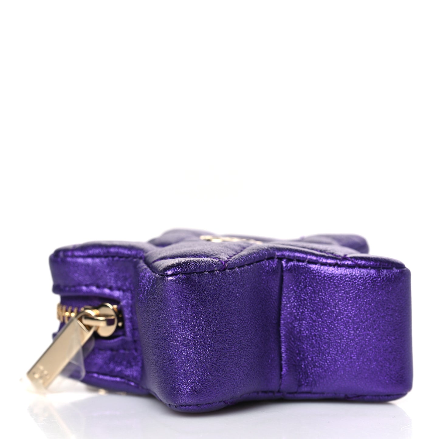 Metallic Lambskin Hollywood Boulevard Star Clip On Coin Purse Purple