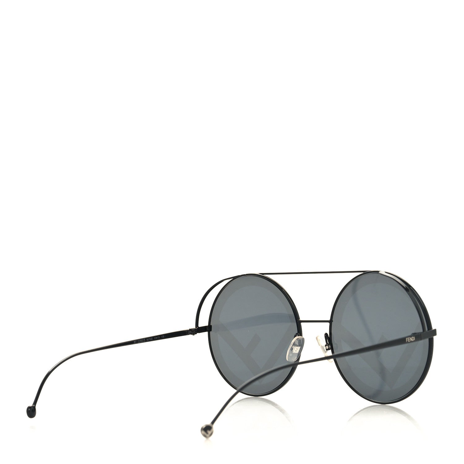 Fendi Metal F is Fendi Printed Run Away Round Frame Sunglasses FF 0285/S Black 4 of 7