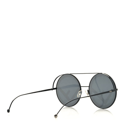 Fendi Metal F is Fendi Printed Run Away Round Frame Sunglasses FF 0285/S Black 4 of 7