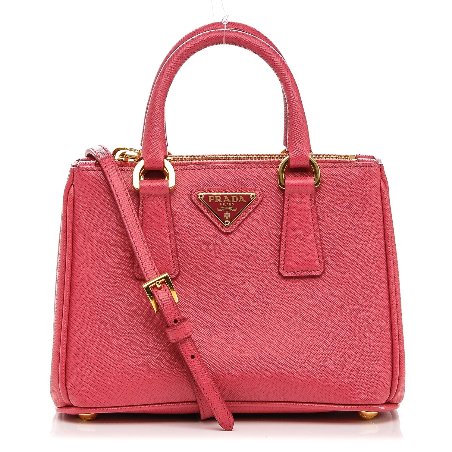 Prada Saffiano Lux Micro Galleria Double Zip Tote Peonia 1 of 7