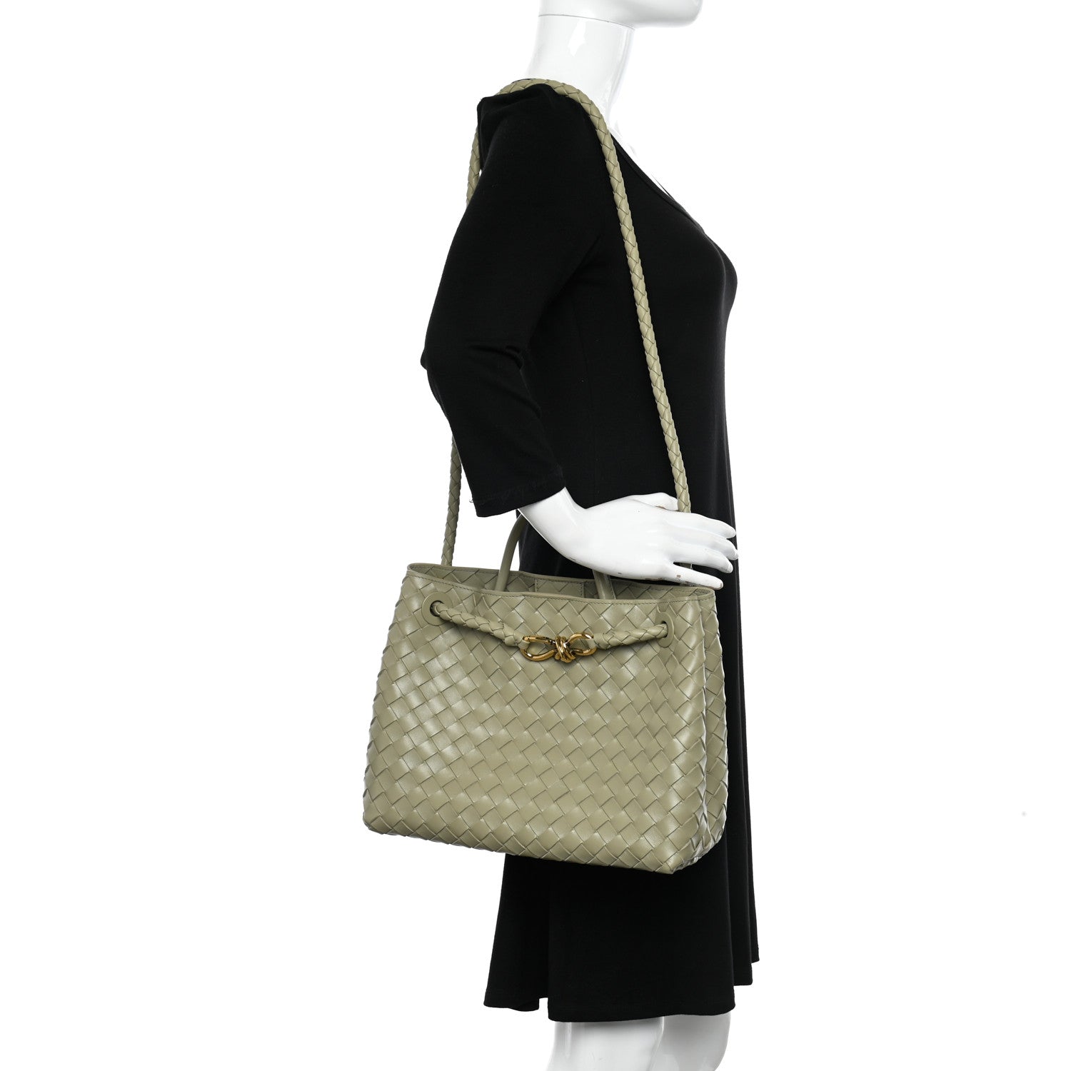 Bottega Veneta Nappa Intrecciato Medium Andiamo Shoulder Bag Travertine 2 of 9