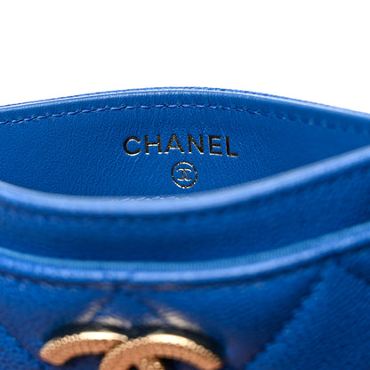 Chanel Caviar Quilted Studded CC Card Holder Blue 6 of 9