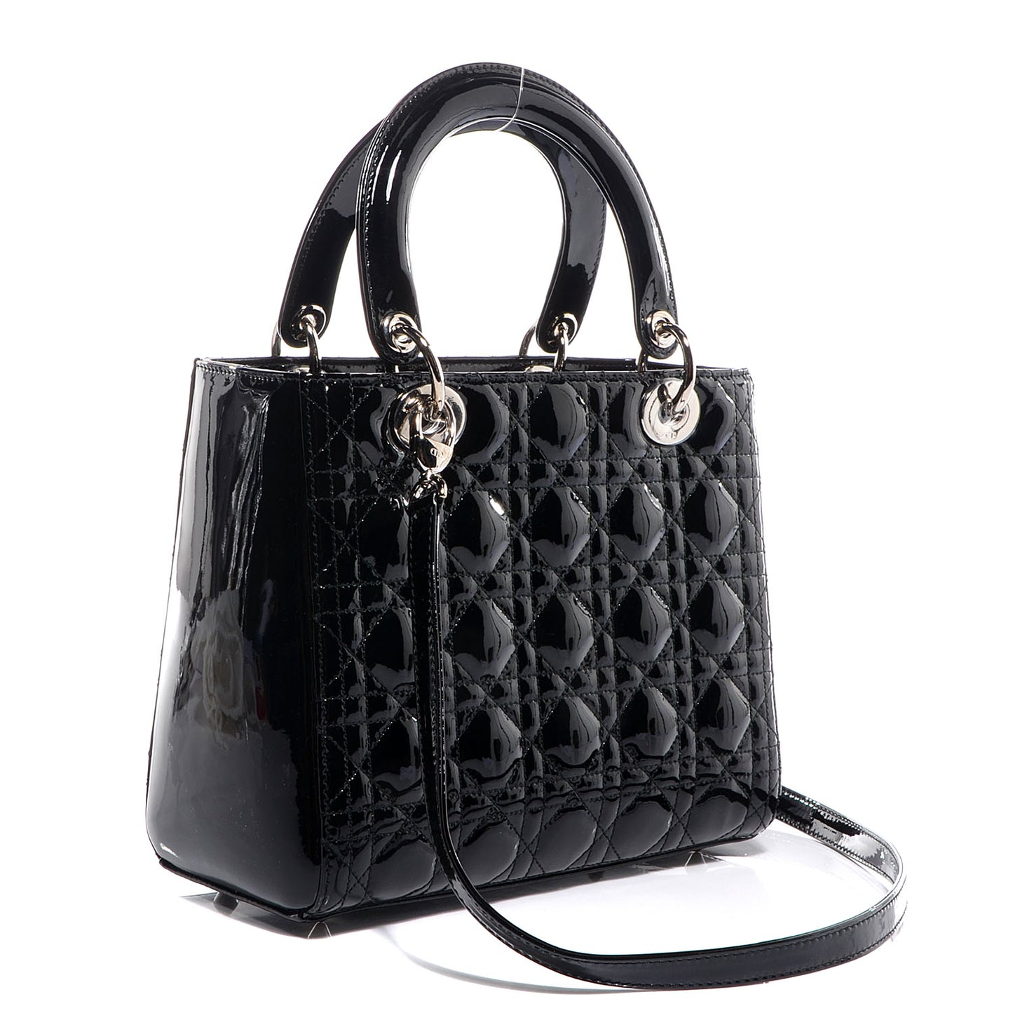 Patent Cannage Medium Lady Dior Black