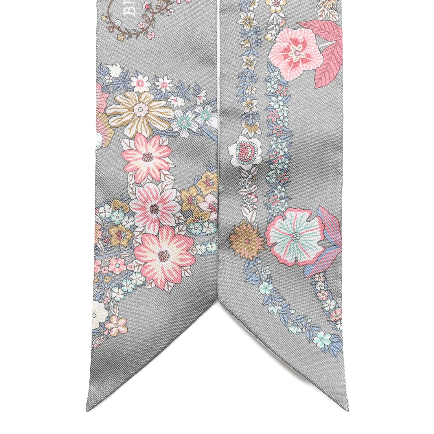 Hermes Silk Brides De Gala En Fleurs Twilly Vert Amande Rose 2 of 4