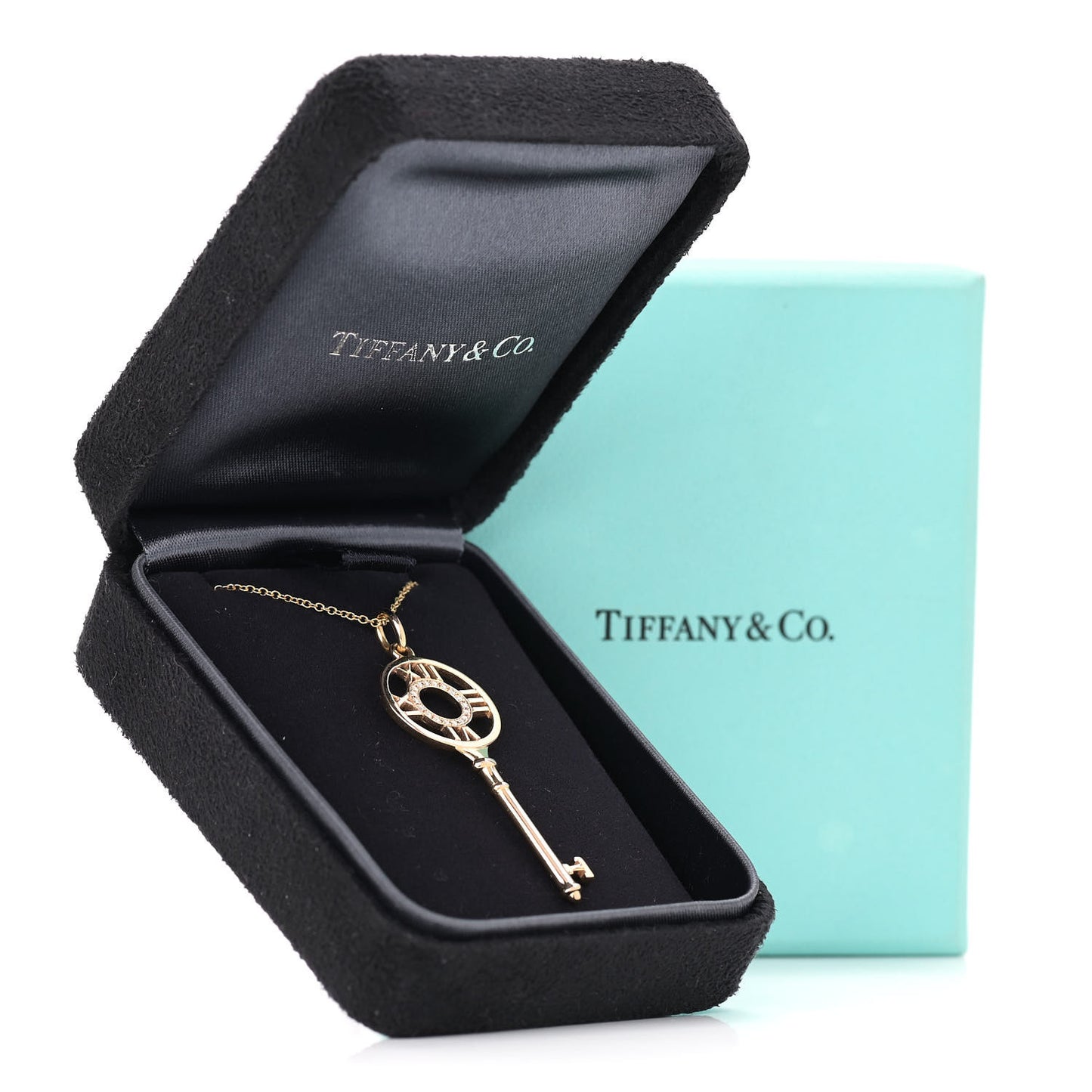 18K Rose Gold Diamond Atlas Key Pendant Necklace