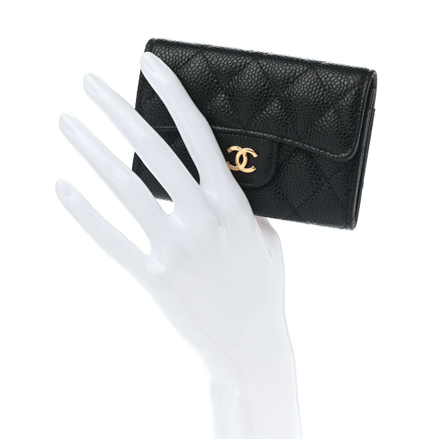 Chanel Caviar Quilted Flap Card Holder Wallet Black 2 of 8