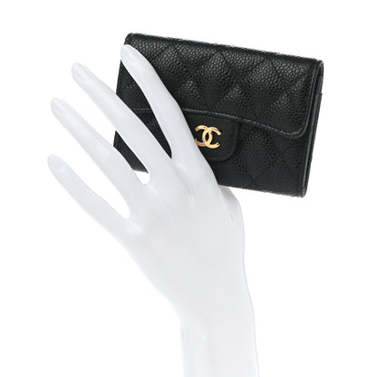 Chanel Caviar Quilted Flap Card Holder Wallet Black 2 of 8