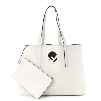Fendi Vitello Vienna Enamel F is Fendi Shopping Tote White Taupe 1 of 16