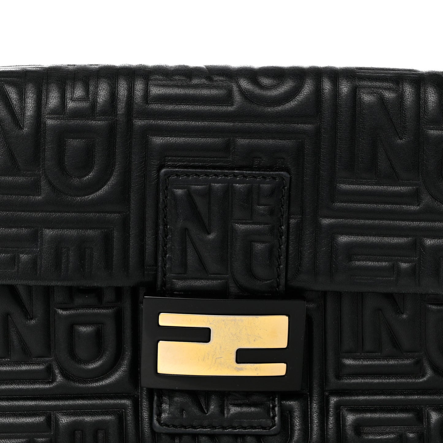 Nappa Logo Embossed Baguette Black