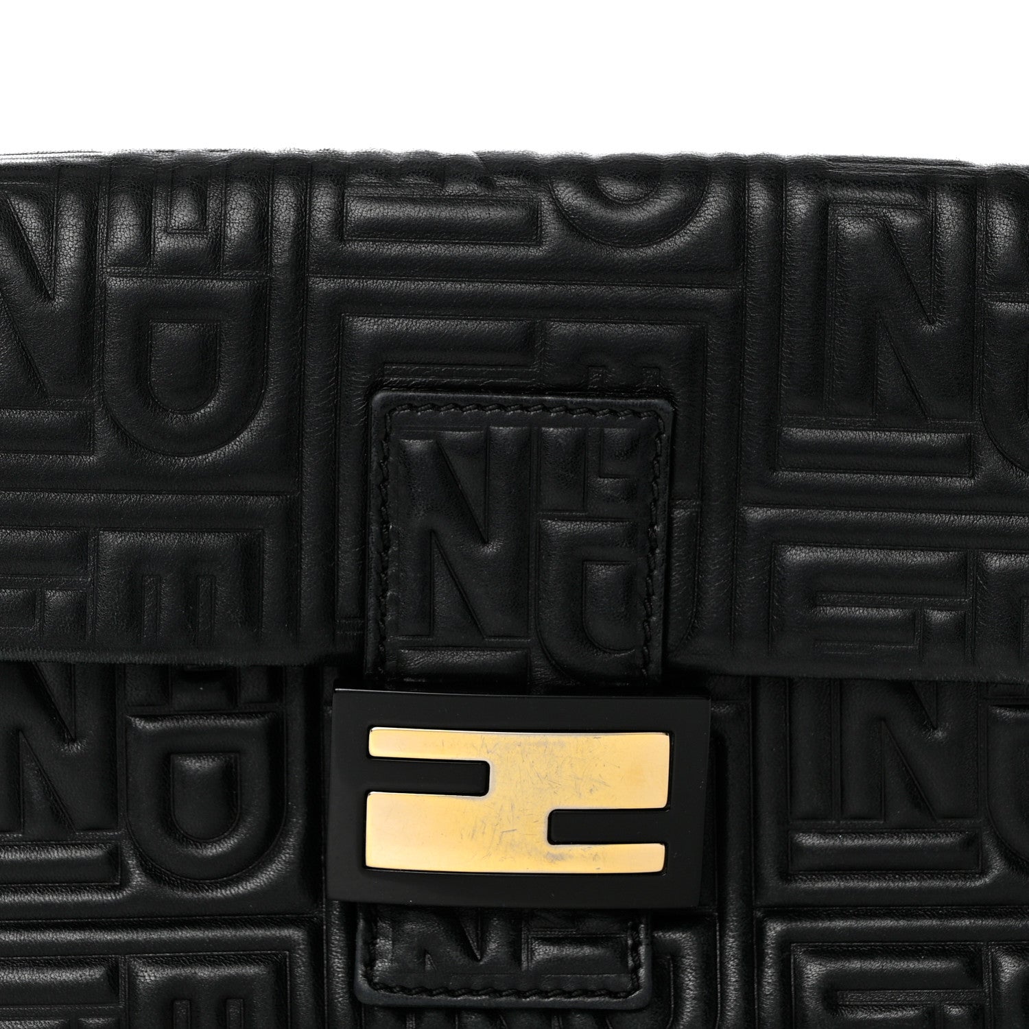 Fendi Nappa Logo Embossed Baguette Black 8 of 10