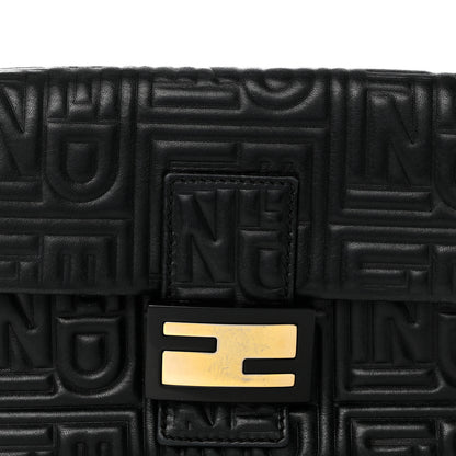 Fendi Nappa Logo Embossed Baguette Black 8 of 10
