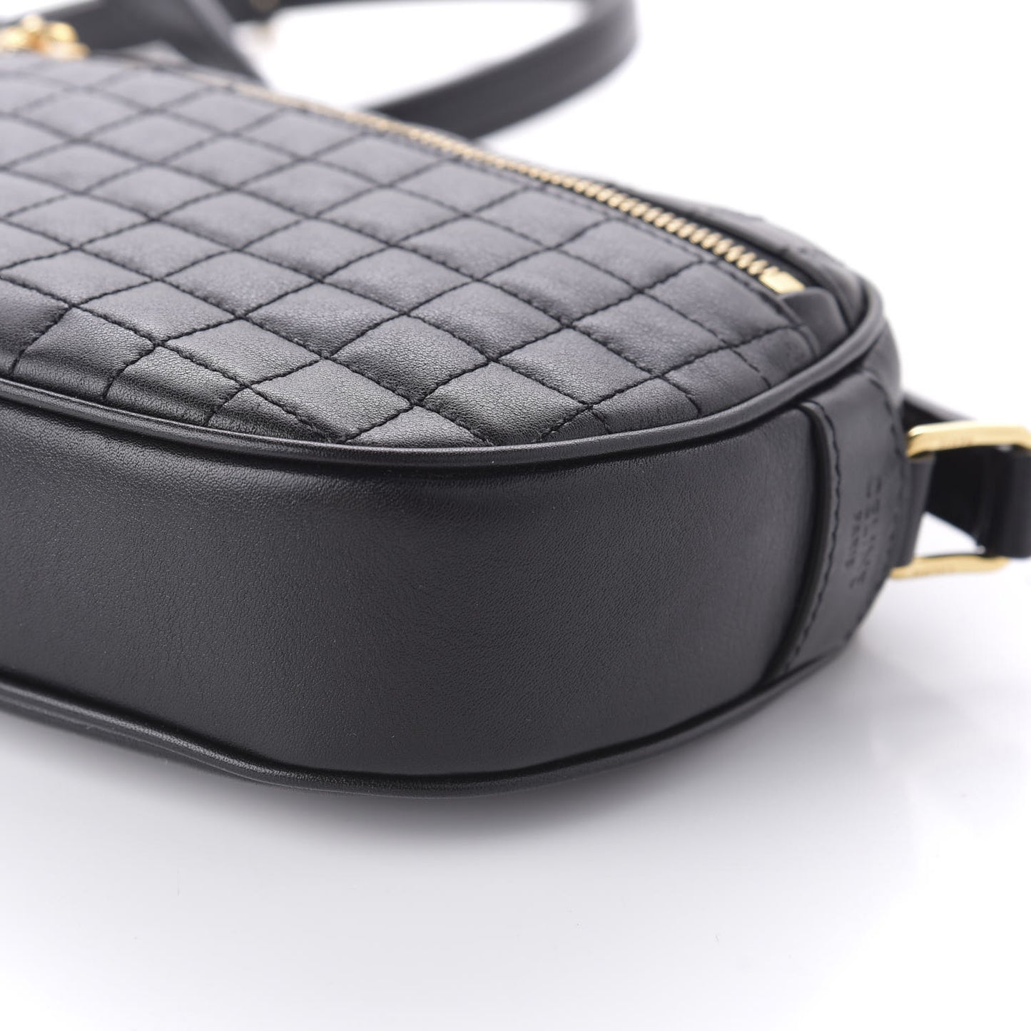 Calfskin Quilted Small C Charm Bag Black