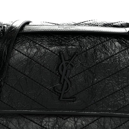 Saint Laurent Crinkled Calfskin Matelasse Monogram Medium Niki Chain Satchel Black 8 of 11