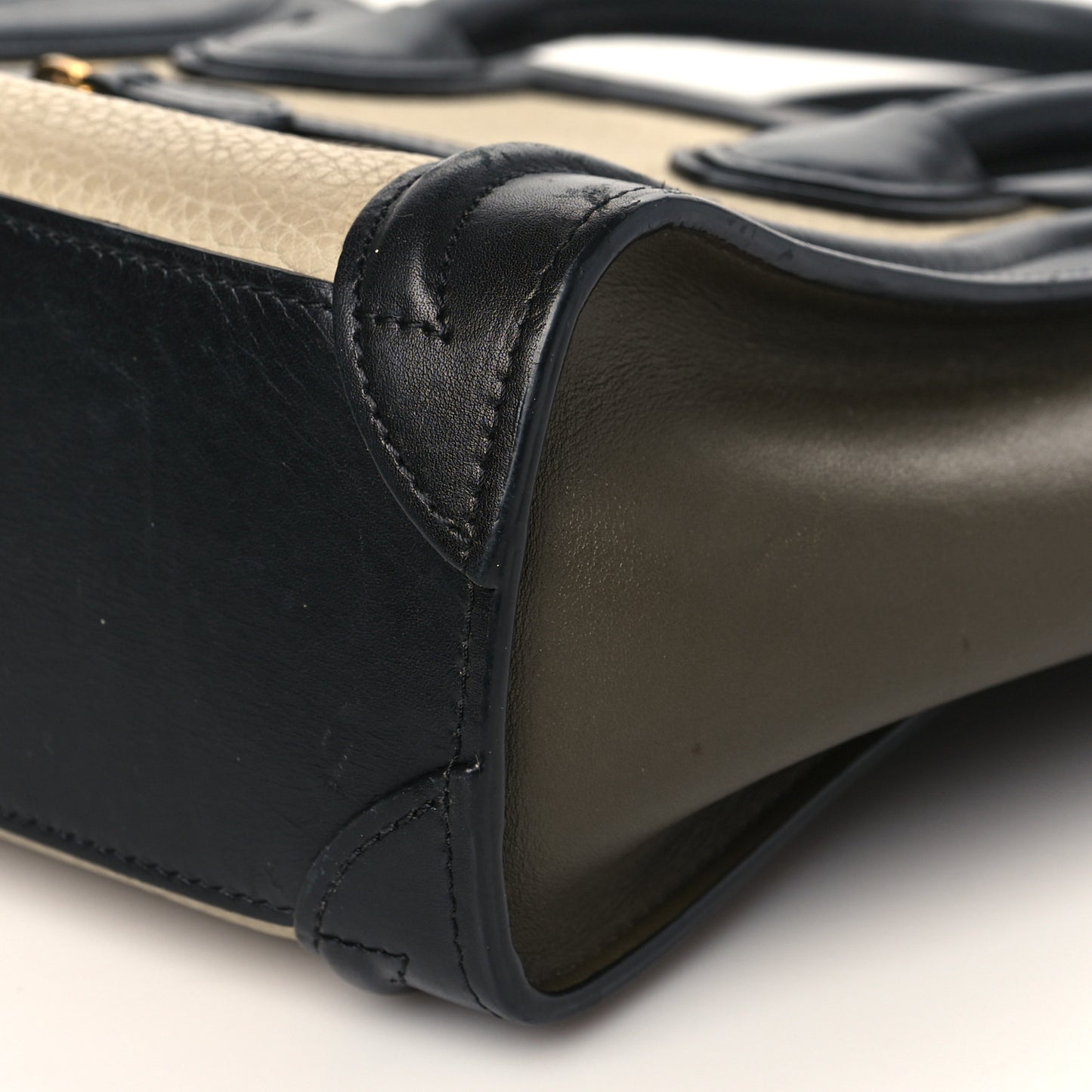 Elephant Calfskin Nano Tri-Color Luggage Beige Green