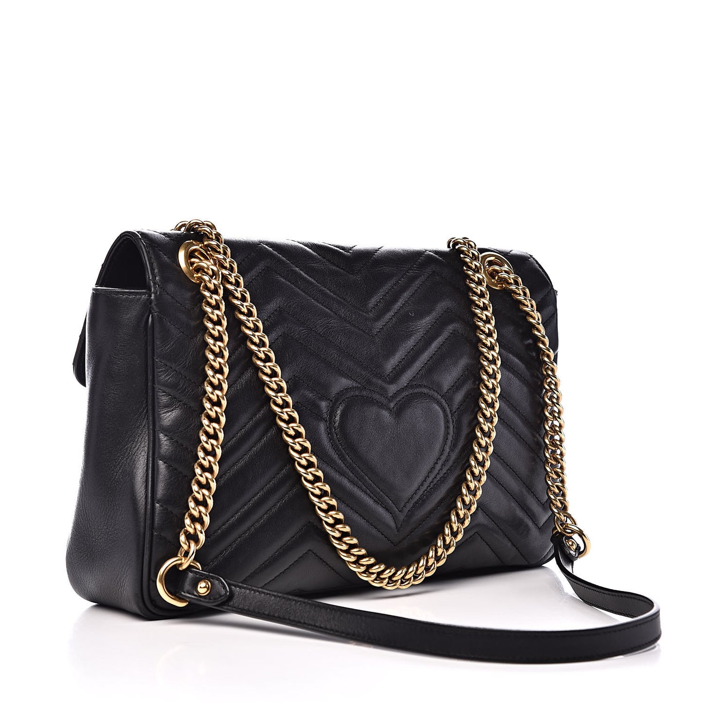 Calfskin Matelasse Medium GG Marmont Shoulder Bag Black