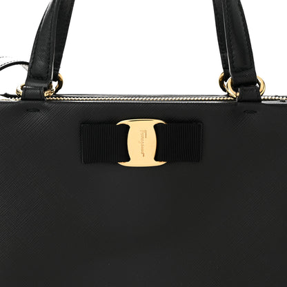 Salvatore Ferragamo Printed Calfskin Tracy Vara Tote Black 7 of 9