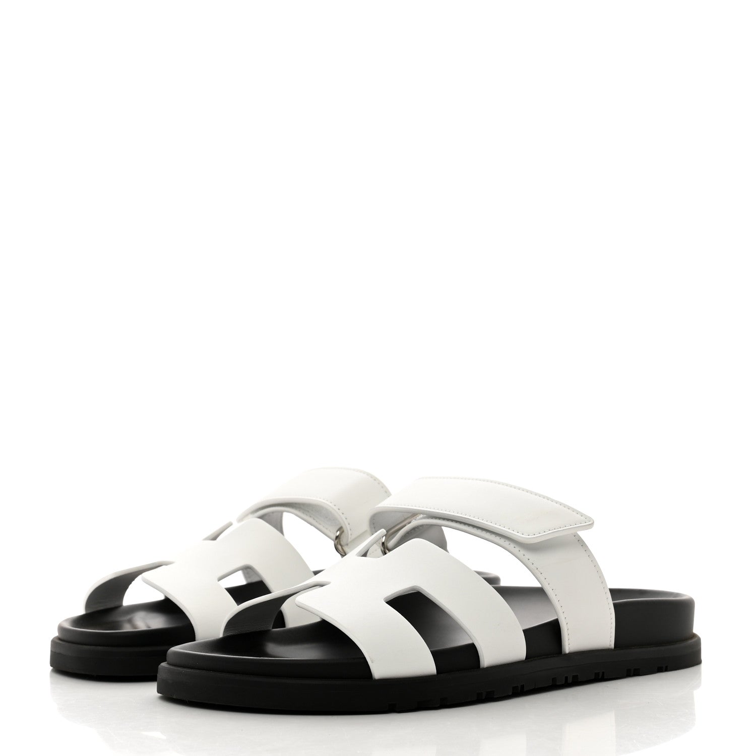 Hermes Calfskin Womens Chypre Sandals 37 White 3 of 9
