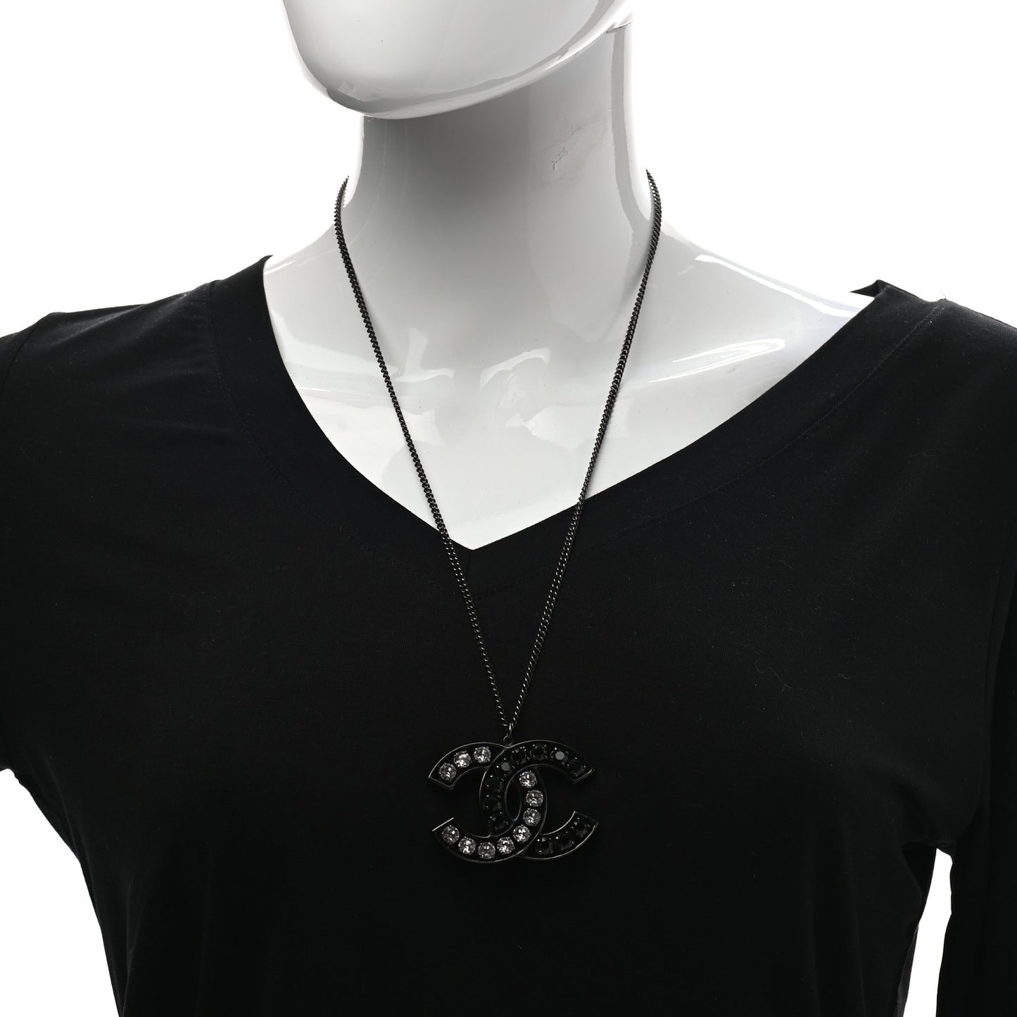 Ruthenium Crystal CC Necklace Black
