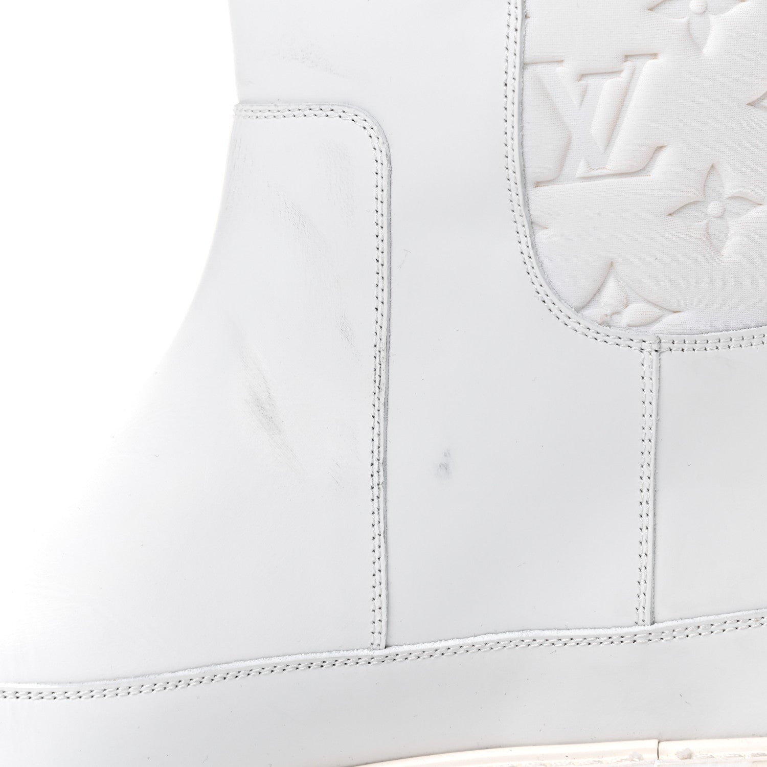 Louis Vuitton Calfskin Monogram Embossed Neoprene Mens Landscape Ankle Boots 9.5 White 12 of 16