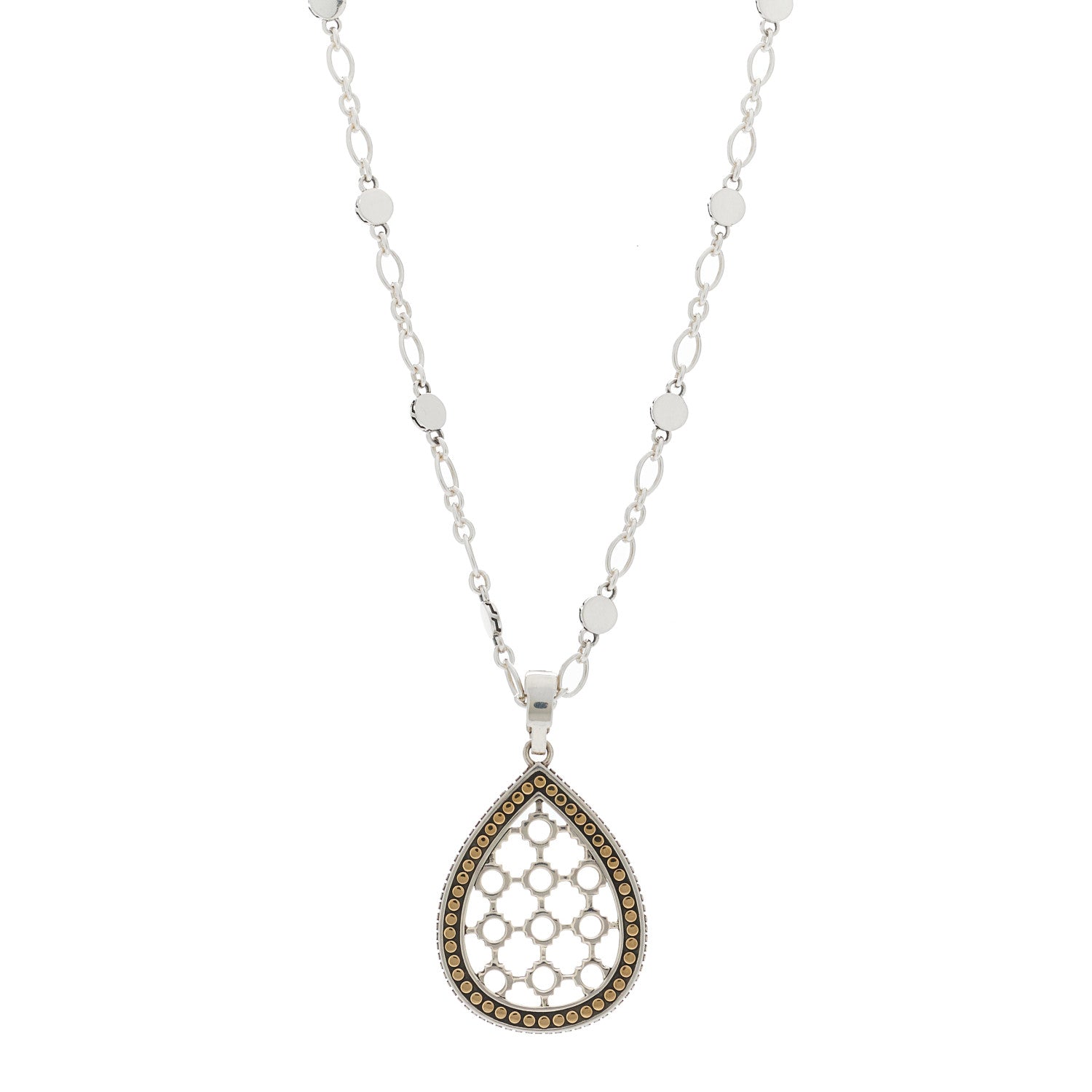 John Hardy Sterling Silver 18K Yellow Gold Dot Teardrop Pendant Necklace 1 of 6
