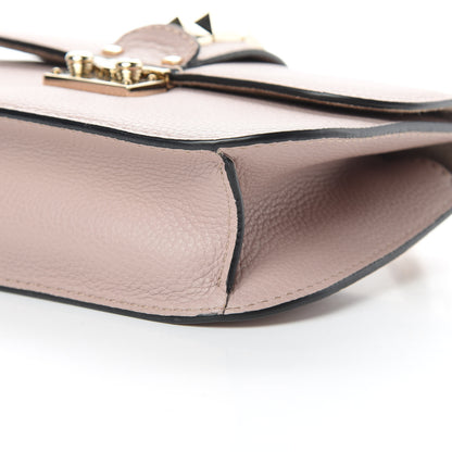 Valentino Garavani Pebbled Calfskin Small Glam Lock Rockstud Flap Poudre 10 of 10