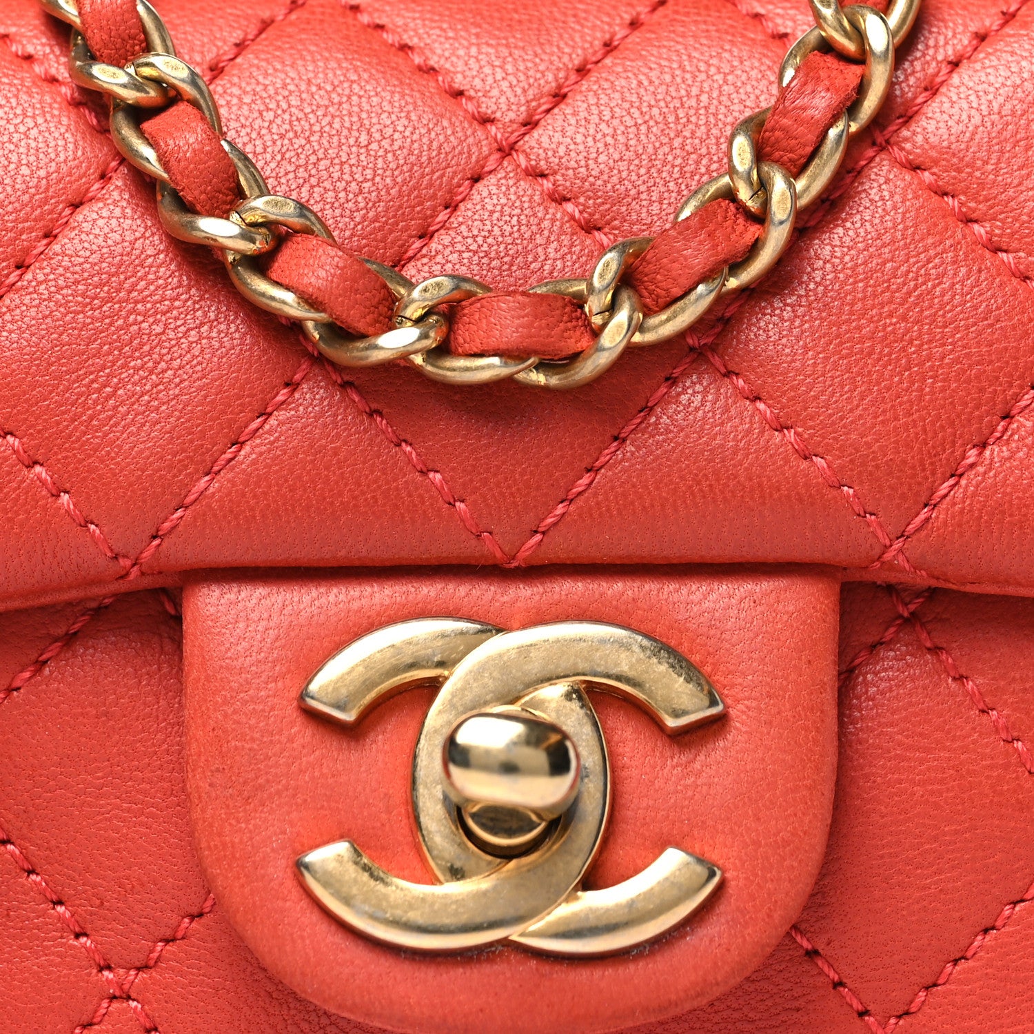 Chanel Lambskin Quilted Extra Mini Cruise Charm Flap Coral 8 of 11