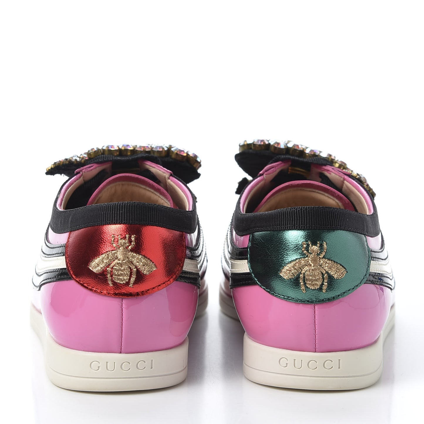 Patent Calfskin Crystal Womens Web Falacer Sneakers 36 Pink