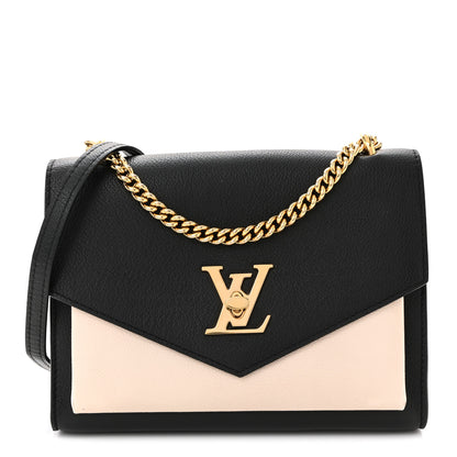 Louis Vuitton Soft Calfskin Mylockme Chain Bag BB Black Creme 1 of 10