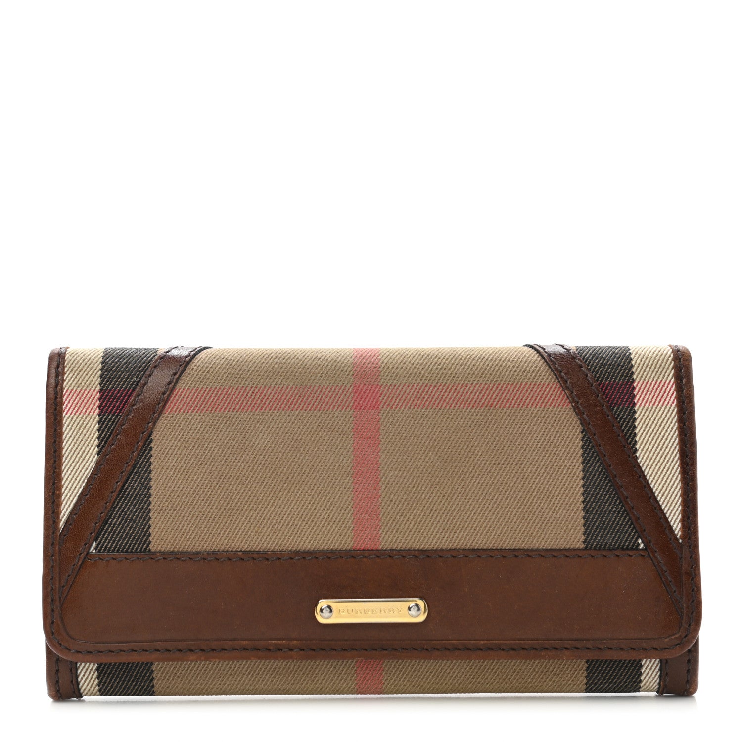 Burberry House Check Bridle Calfskin Penrose Continental Wallet Dark Tan 1 of 8