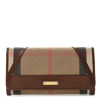 Burberry House Check Bridle Calfskin Penrose Continental Wallet Dark Tan 1 of 8