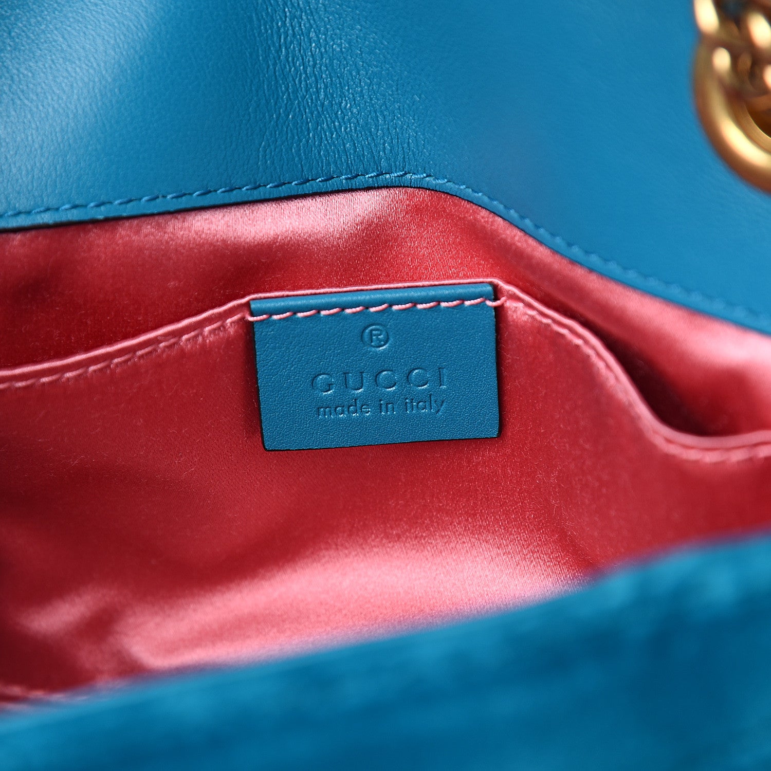 Gucci Velvet Matelasse Mini GG Marmont Shoulder Bag Pavone Cyan 5 of 9