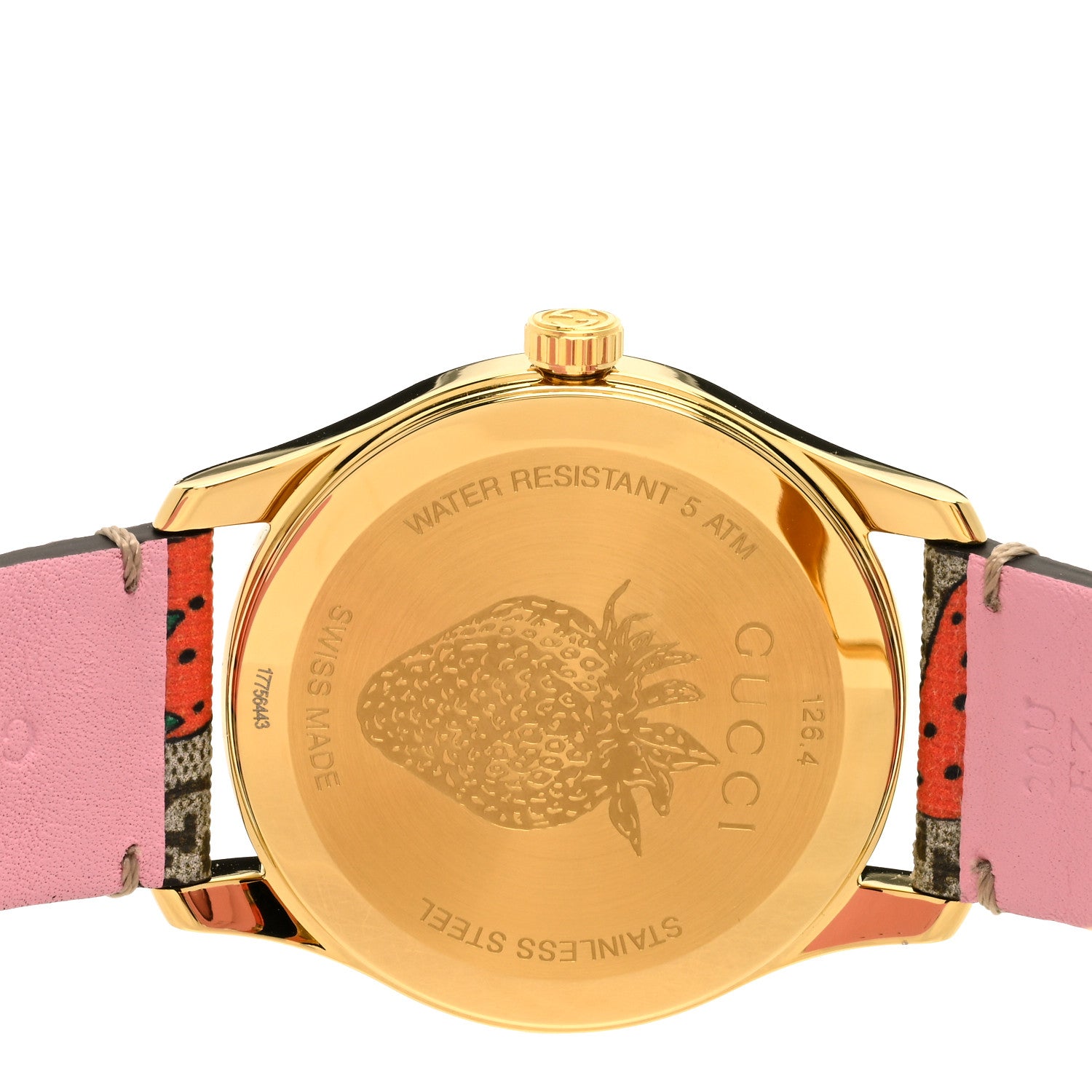 Gucci Stainless Steel Canvas 38mm G-Timeless GG Supreme Strawberry Quartz Watch Brown 4 of 4
