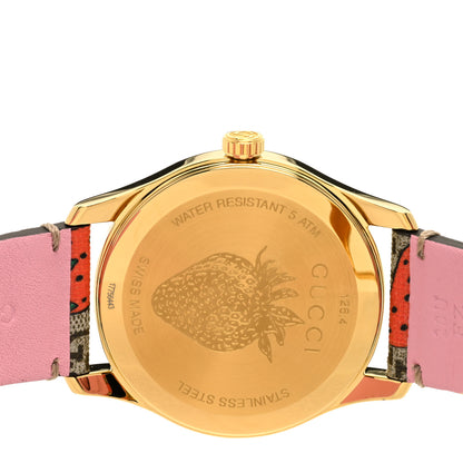 Gucci Stainless Steel Canvas 38mm G-Timeless GG Supreme Strawberry Quartz Watch Brown 4 of 4