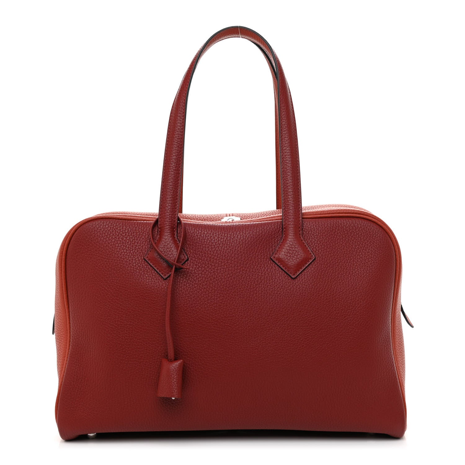 Hermes Taurillon Clemence Bi-Color Victoria II 35 Rouge H Brique 1 of 11