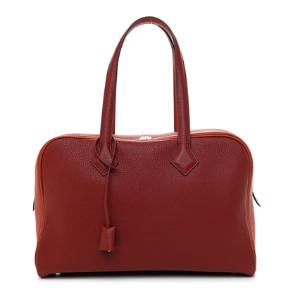 Hermes Taurillon Clemence Bi-Color Victoria II 35 Rouge H Brique 1 of 11