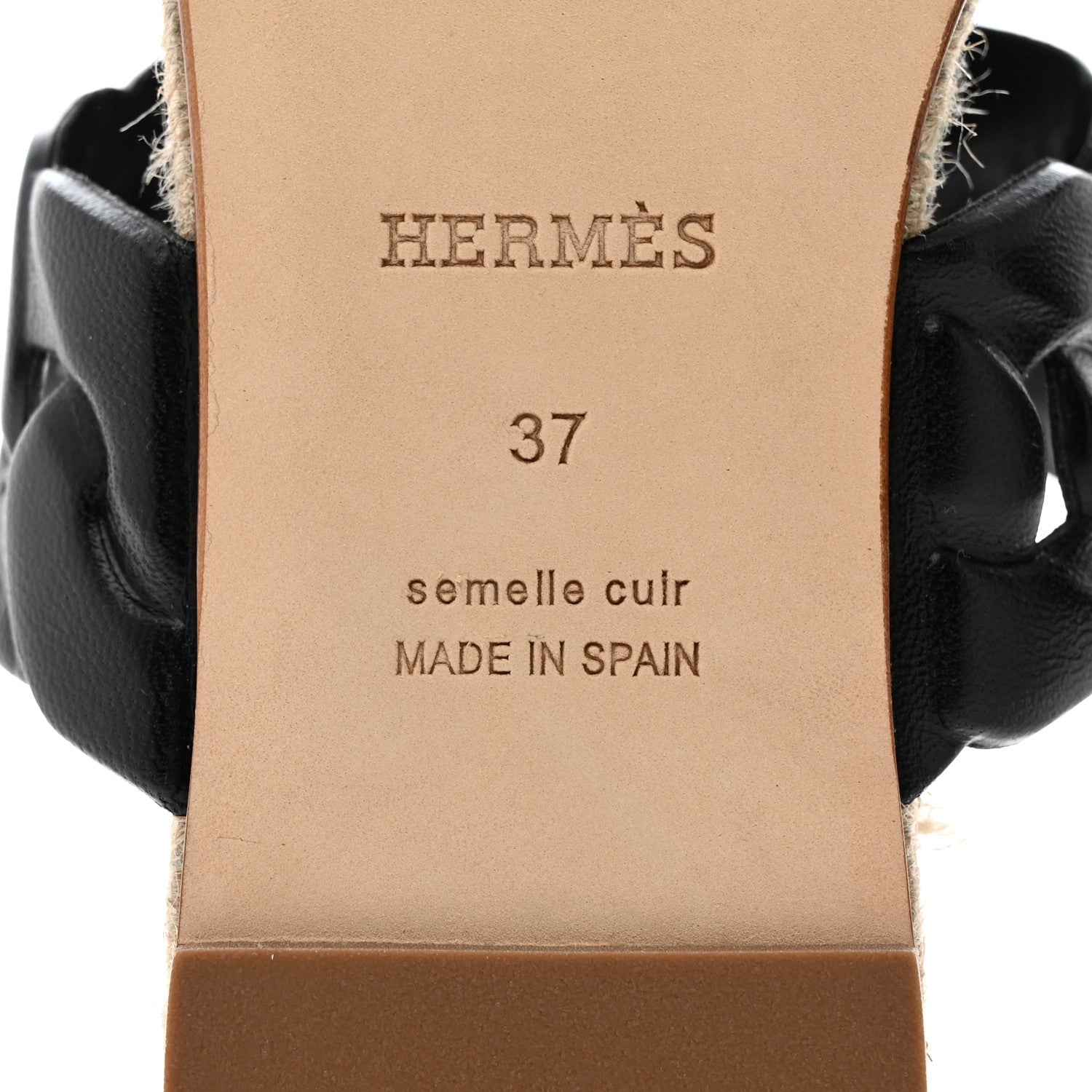 Hermes Nappa Gwen Espadrille Sandals 37 Black 7 of 7