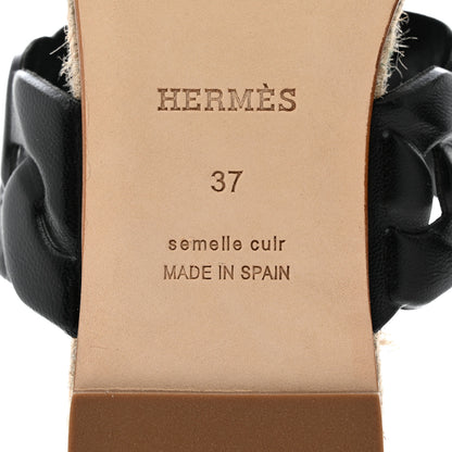 Hermes Nappa Gwen Espadrille Sandals 37 Black 7 of 7