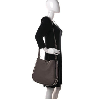 Salvatore Ferragamo Calfskin Margot Hobo Grey 2 of 10